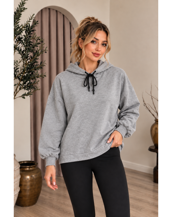 Lüx Kalite İki İplik Basic Gri Sweatshirt