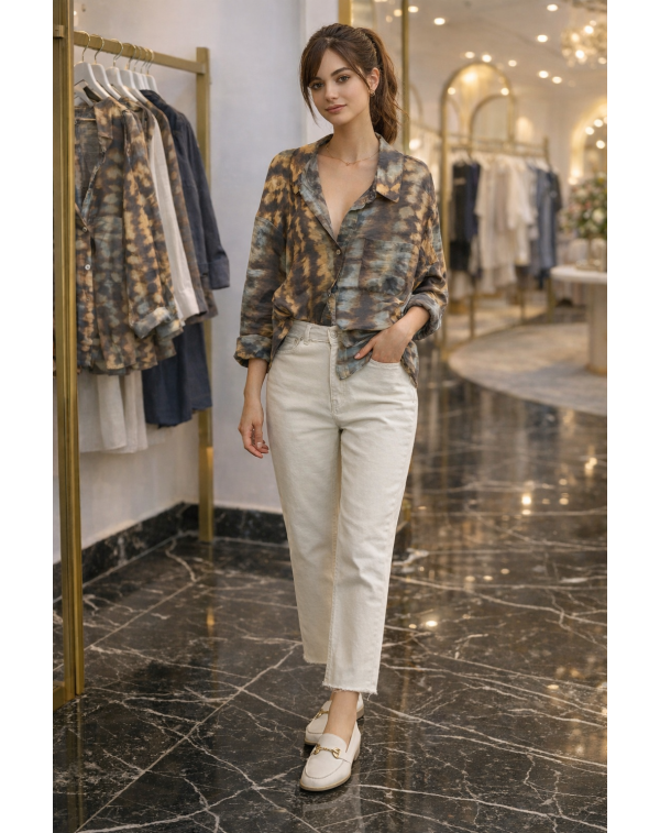 Batik Desen Oversize Gömlek