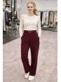 Kemerli Likralı Krep Kumaş Palazzo Pantolon Bordo
