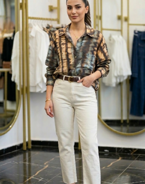 Batik Desen Oversize Gömlek