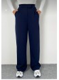 Cırtlı Likralı Krep Kumaş Palazzo Pantolon Lacivert