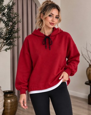 Lüx Kalite İki İplik Basic Kırmızı Sweatshirt 