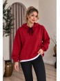 Lüx Kalite İki İplik Basic Kırmızı Sweatshirt