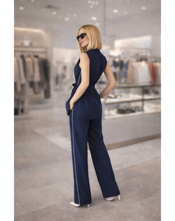 Lüx Kalite Yanı Şeritli Yelek Pantolon Lacivert Takım
