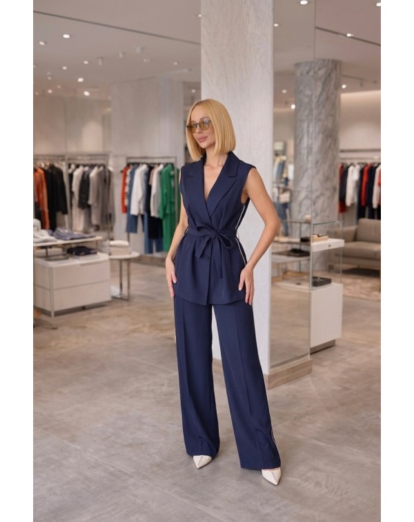Lüx Kalite Yanı Şeritli Yelek Pantolon Lacivert Takım