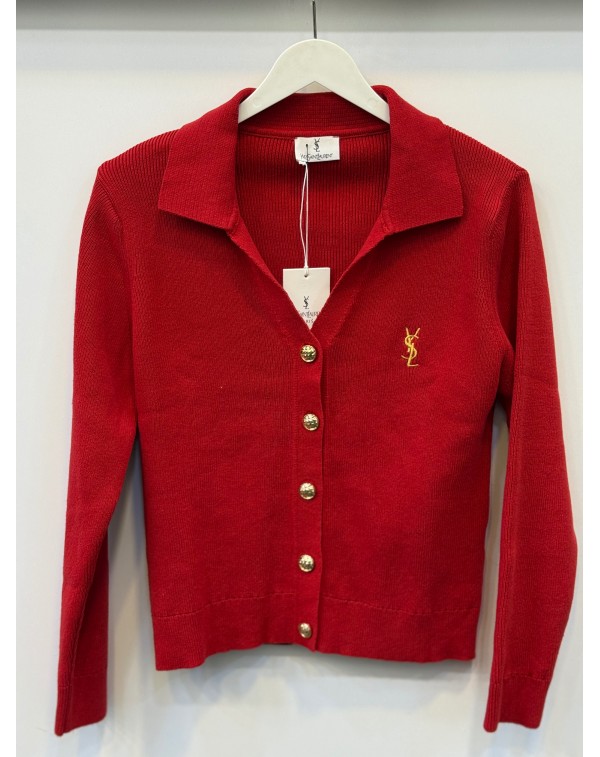 1. Sınıf Kalite Marka Model Gold Düğmeli Hırka Kırmızı