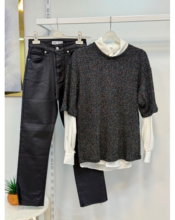 Orijinal Marka Simli Merserize Siyah