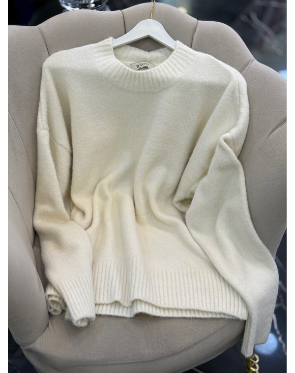 Bisiklet Yaka Yumoş Ekru Kazak