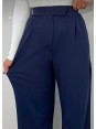 Cırtlı Likralı Krep Kumaş Palazzo Pantolon Lacivert