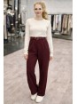 Kemerli Likralı Krep Kumaş Palazzo Pantolon Bordo