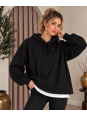 Lüx Kalite İki İplik Basic Siyah Sweatshirt