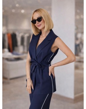 Lüx Kalite Yanı Şeritli Yelek Pantolon Lacivert Takım 