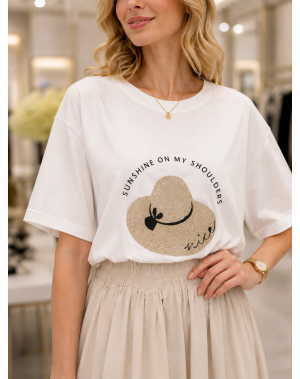 Premium Kalite Şapka Desenli Poplin Tshirt 